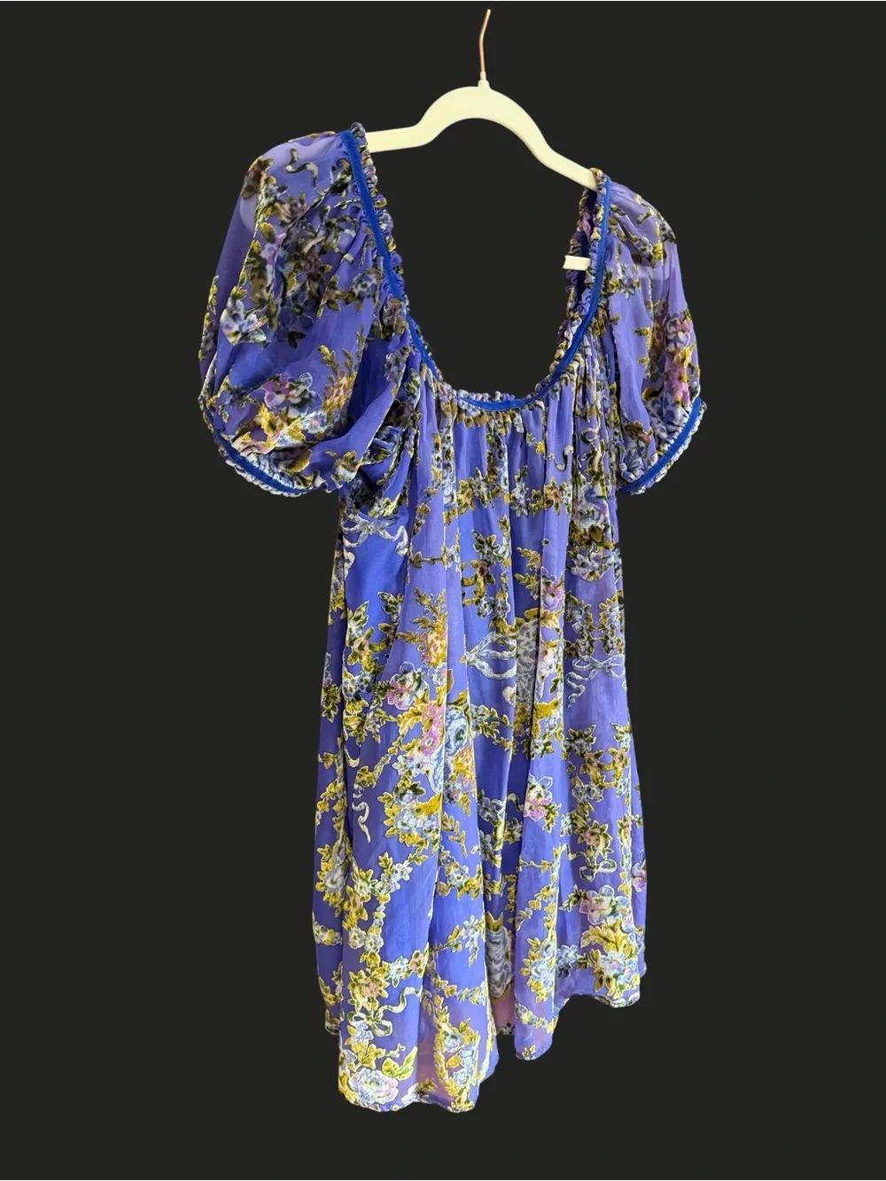 FREE PEOPLE Beautiful Blooms Mini Dress Burnout Velvet L